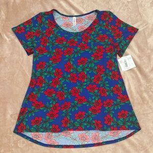 LuLaRoe | Women’s XL Classic T Shirt | Red & Blue Floral | High-Low NWT